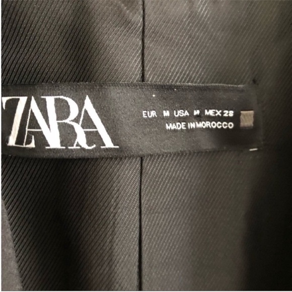 Zara Double Breasted Frock Long Double Breasted Blazer Coat Black - Picture 8 of 8
